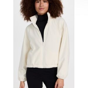 Beyond Yoga Feeling Chill Fleece Cream Ivory Zip Up Mock Neck Jacket size large